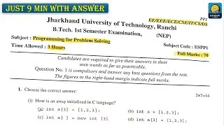 PPS (Programming for Problem Solving) PYQ Solution | JUT B.Tech 1st Years | Important Questions