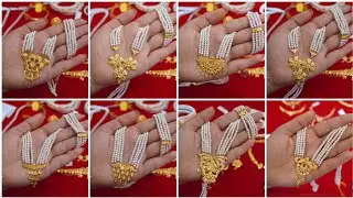 Gold pearl necklace designs with price/gold pearl sita har design/gold pearl jewellery designs 2025/