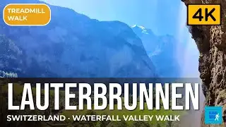 Take a walk from Lauterbrunnen to Staubbach Waterfall - Switzerland [Treadmill Scenery Virtual Walk]
