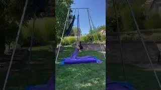Dinner roll on aerial silks #aerialsilks #kidaerialist #dinnerroll #outdoors #silks