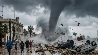 CHAOS on the Spanish Coast! Sudden Waterspout Turns Puerto de Mazarrón into Disaster Zone