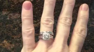 Zales Round Halo Diamond White Gold Vintage Style Engagement Ring Bridal Wedding Set