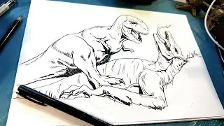 Как нарисовать TREX против SKULLCRAWLER