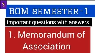 BOM semester-1 Bcom  1st  year  important questions and answers  easy explanation  MOA ou ku su