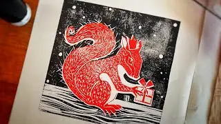 Shell Short - trying two colour way Lino printing Christmas cards.