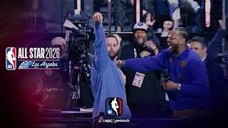 Steph Curry is INSANE! Drills basket from NBA Showtime desk | NBA All-Star Game | NBA on NBC
