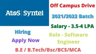 Atos Syntel Off Campus Drive || 2022/2021 BATCH || Software Engineer || Apply Now #jobupdates