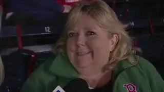 Guerin Austin chats with Michael Chavis's mom during Red Sox game