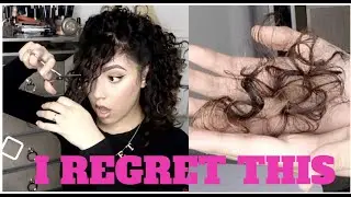 CUTTING MY DAMAGED CURLY BANGS ON CAMERA... I'M THE WORST 😅