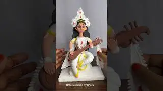 DIY clay Saraswati mata idol making process #shorts