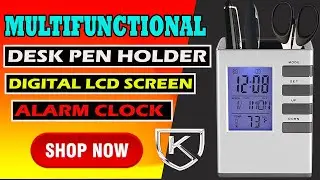 Digital Table Clock | Desk Pen Holder |Multi-Functional Led Desk Table Clock for Home Office