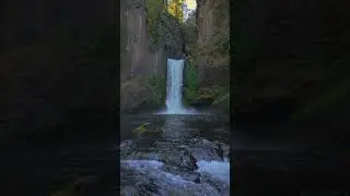 Flying downriver from a stunning cliffside waterfall hidden in the forest 🤩 #nature