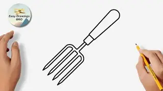 Drawing garden fork tutorial | How to draw a garden fork | Easy Drawings BRO