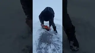Chainsaw Ice Hole #icefishing