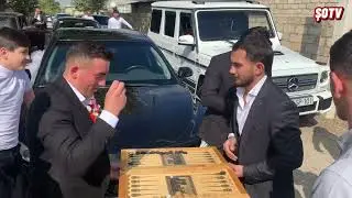 Yolu kəsib gəlin maşınının qarşısında nərtaxta oynadılar - Bəy şirinlik verdi - Ağdam toyu