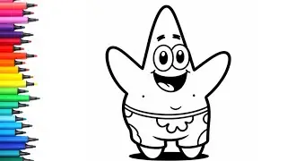 Easy Patrick Star Drawing, Painting & Colouring for Kids and Toddlers_ Child Art 
