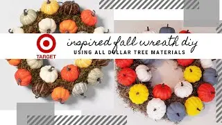 FALL DOLLAR TREE DIY TARGET INSPIRED WREATH HOME DECOR | TARGET DUPE DIY | CRAFTING WITH CASS