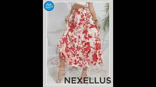 Ruffled Hem Printed Midi Skirt