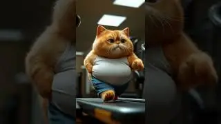 Title Chubby Cat Regrets Overeating and Walks on Treadmill!