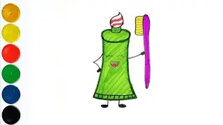 Learn to Draw Oral Hygiene Toothpaste🦷 Brush 🪥set good habit Painting & Coloring for kids & toddlers