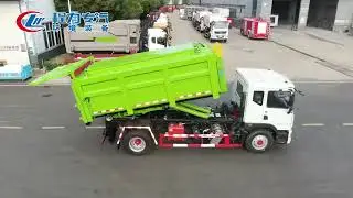Dongfeng 4x2 5-10ton Automatic loading Hook Arm Detachable bin Garbage Truck #garbagetruck