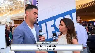 Super Bowl LII Radio Row: Marcus Mariota Talks Tom Brady, Spam