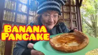Outdoor cooking in the gazebo BANANA PANCAKES