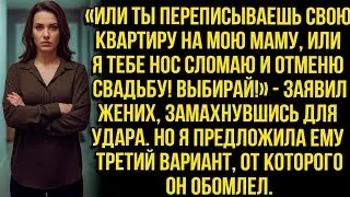 Или ты переписываешь свою квартиру на мою маму, или я тебе нос сломаю и отменю свадьбу! Заявил жених