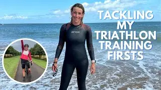 Training For My First Triathlon | Trying Things For THE FIRST TIME . BRICK, CLEATS, OPEN WATER SWIM
