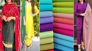 Make Stylish Suit From Plain Fabric || Party Wear Punjabi Suit || Plain Suit With Contrast Dupatta