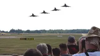 [4K] Eurofighter 4-Ship Formation Flyby with Solo High-Speed Passes and Landings | Neuburg 🇩🇪