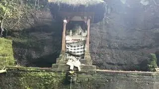 Rare ancient temple near river in majestic lush green forest