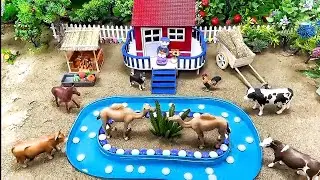 How to make cowshed barnanimals minihandpump waterpump minicowshed minitractor house of animals pond