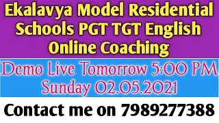 Ekalavya Model Residential Schools PGT TGT English Online Coaching