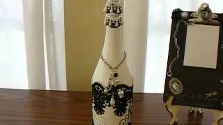 Altered wine bottle and clipboard