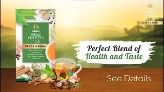 Dabur Detox Kahwa Tea | Blend of Green Tea with 8 Real Ayurvedic Herbs & Rock Salt
