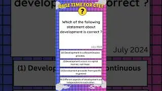 CTET 2024 PYQ | Child Development & Psychology #ctet2025 #quiz#cdp  #childdevelopment #ctetpariksha