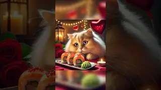 😍Fat cat falls under a love spell while eating sushi 🤣
