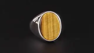 Classic Sterling Silver Ring with Tiger Eye - OTTASILVER
