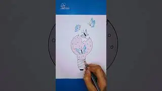 COLORING A CREATIVE LIGHT BULB DRAWING #shorts #short