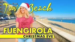 Fuengirola town & beach walk - Christmas Eve 2023 - Costa del Sol Spain 4K immersive virtual tour