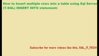 How to Insert multiple rows into a table using Sql Server INSERT INTO statement #4