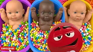 Full of 3 Rainbow BathTubs Candy with M&M's & Magic Slime Cutting Video
