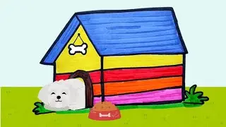 Cute Dog House Drawing and Coloring for Kids | Easy Step by Step Dog House