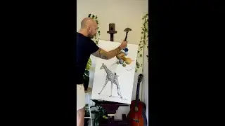 Ashvin Harrison Artist Painting A Giraffe Space Themed Artwork