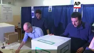 League Party leader Matteo Salvini casts his vote in Milan