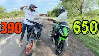 Ninja 650 V/S Duke 390 Drag Race ￼