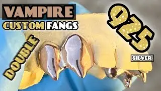 Double Vampire Teeth Fangs Rose Gold Plated 925 Sterling Silver Custom Grillz