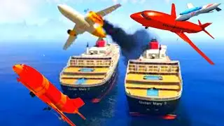 Airplane Of Spider-Man Crashes Into Hulk Titanic In GTA 5 (Plane Crashes)