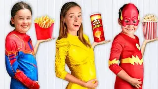 Eating Superhero Food Challenge - Maya Mary Mia